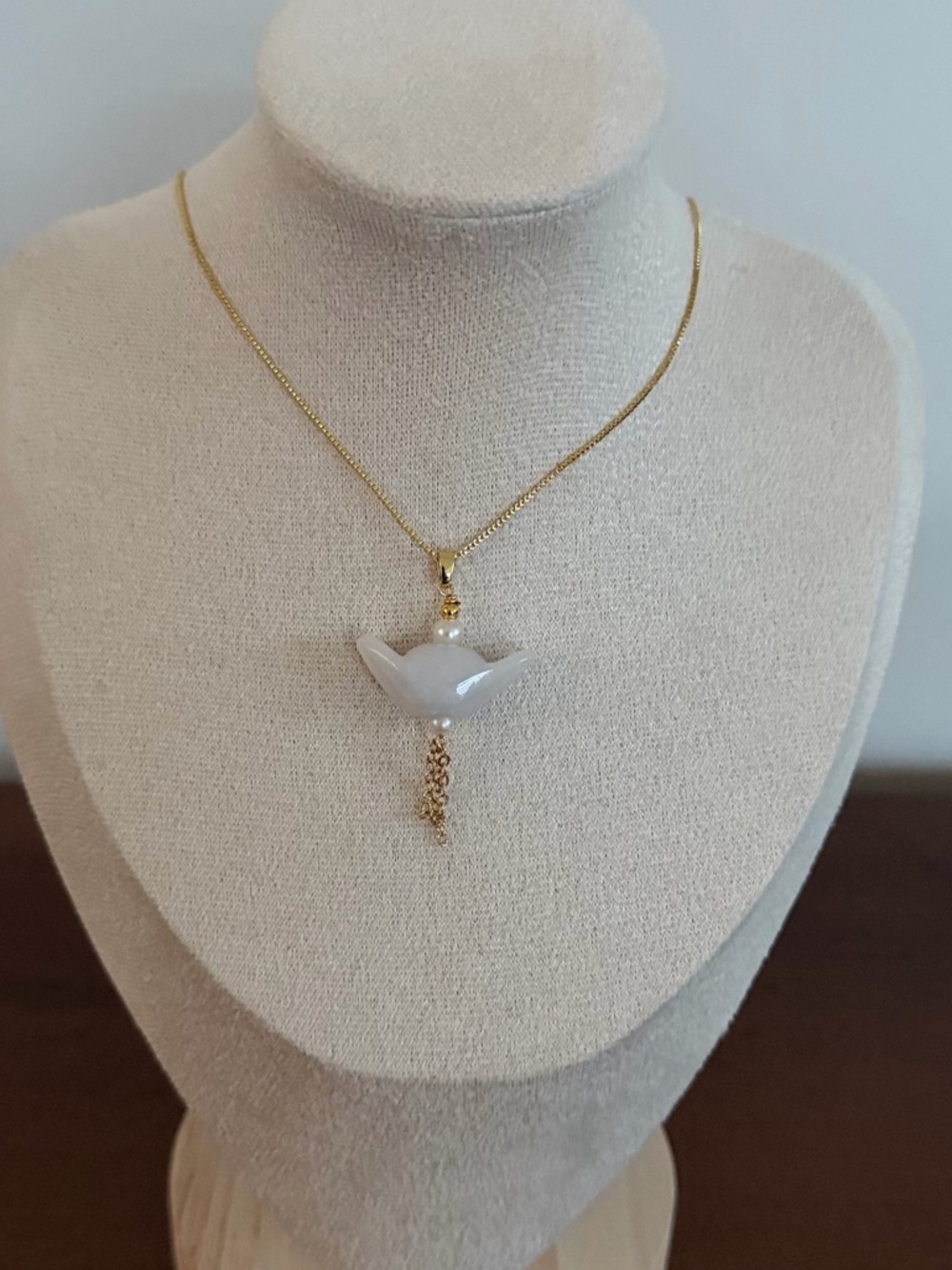 Certified Grade A Burma Jade Yuanbao Pendant Necklace